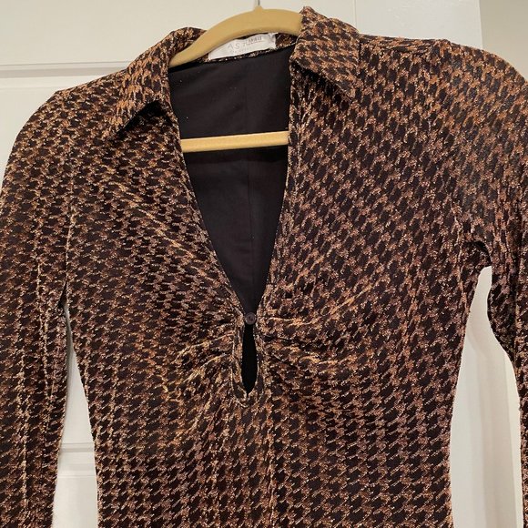 ASTR The Label - Nia Copper Metallic Houndstooth Mini Dress | Small |NWOT / New - Picture 5 of 8